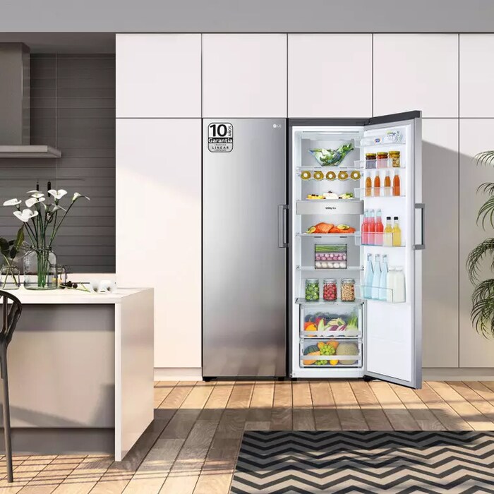 LG Set Frigorífico y congelador, 186cm, clasificación D, Inox antihuellas, GM617MBCSF.SET